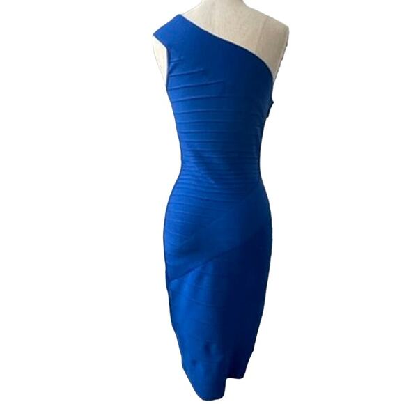 Dress the Population Blue One Shoulder Fitted Dress - Picture 10 of 13